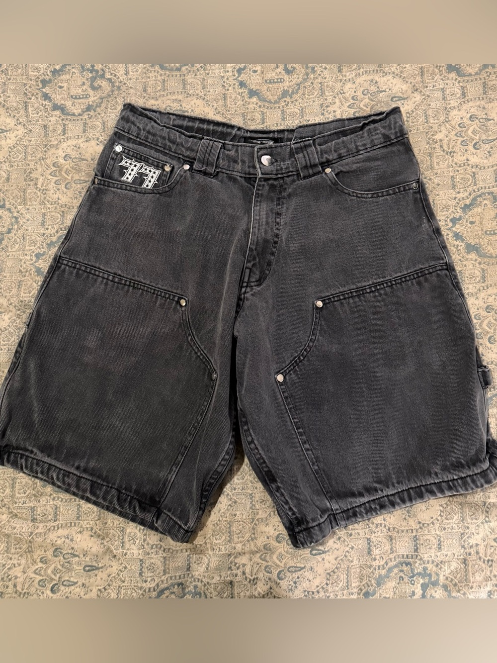 Seven7 Black Washed Cargo Denim Shorts